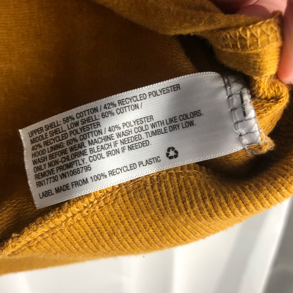 Cat & Jack Kids XL Color block Blue, gray, mustard yellow hooded sweatshirt - Picture 6 of 7